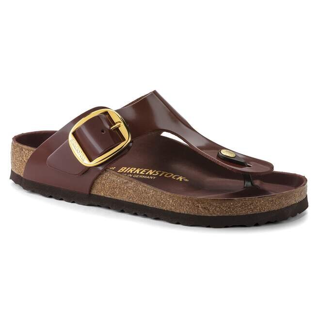 Gizeh Big Buckle Natural Leather Patent High Shine Chocolate Gizeh Big Buckle Natural Leather Patent High Shine Chocolate