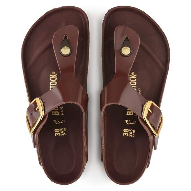Gizeh Big Buckle Natural Leather Patent High Shine Chocolate Gizeh Big Buckle Natural Leather Patent High Shine Chocolate