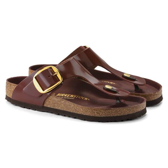 Gizeh Big Buckle Natural Leather Patent High Shine Chocolate Gizeh Big Buckle Natural Leather Patent High Shine Chocolate